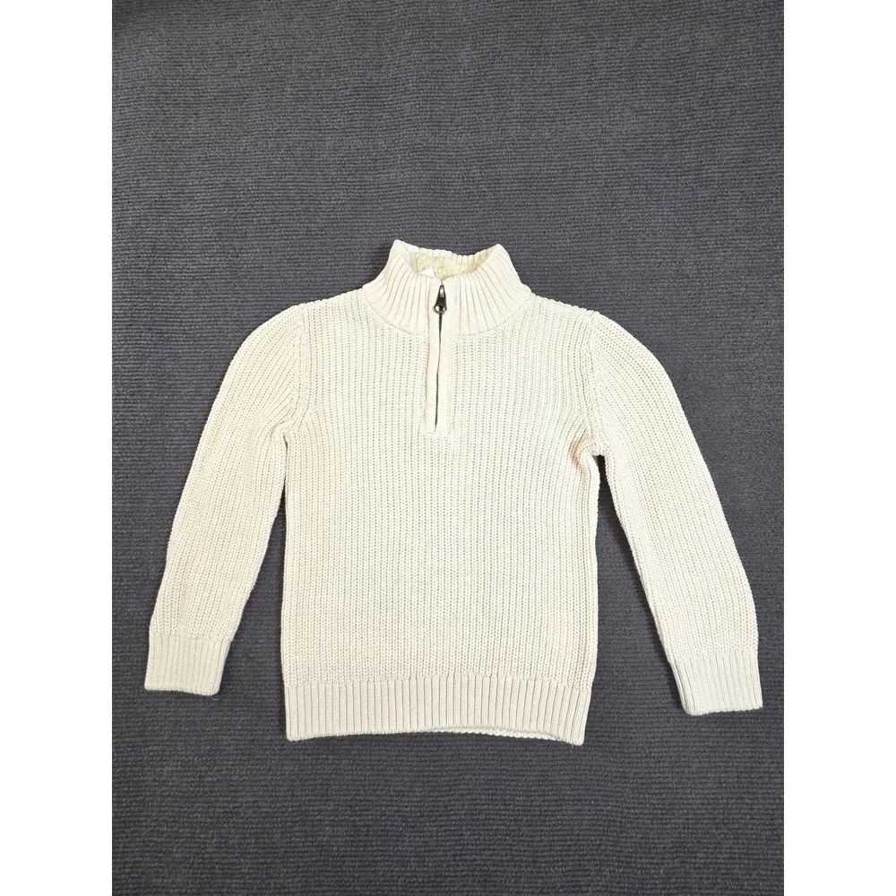 The Children's Place Quarter Zip Sweater Boys 2T Vanilla Ribbed Sherpa Lined NEW